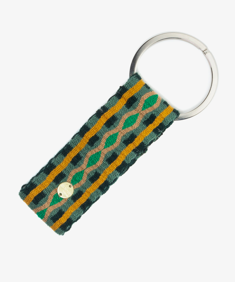 KEYRING L - GREEN & MUSTARD