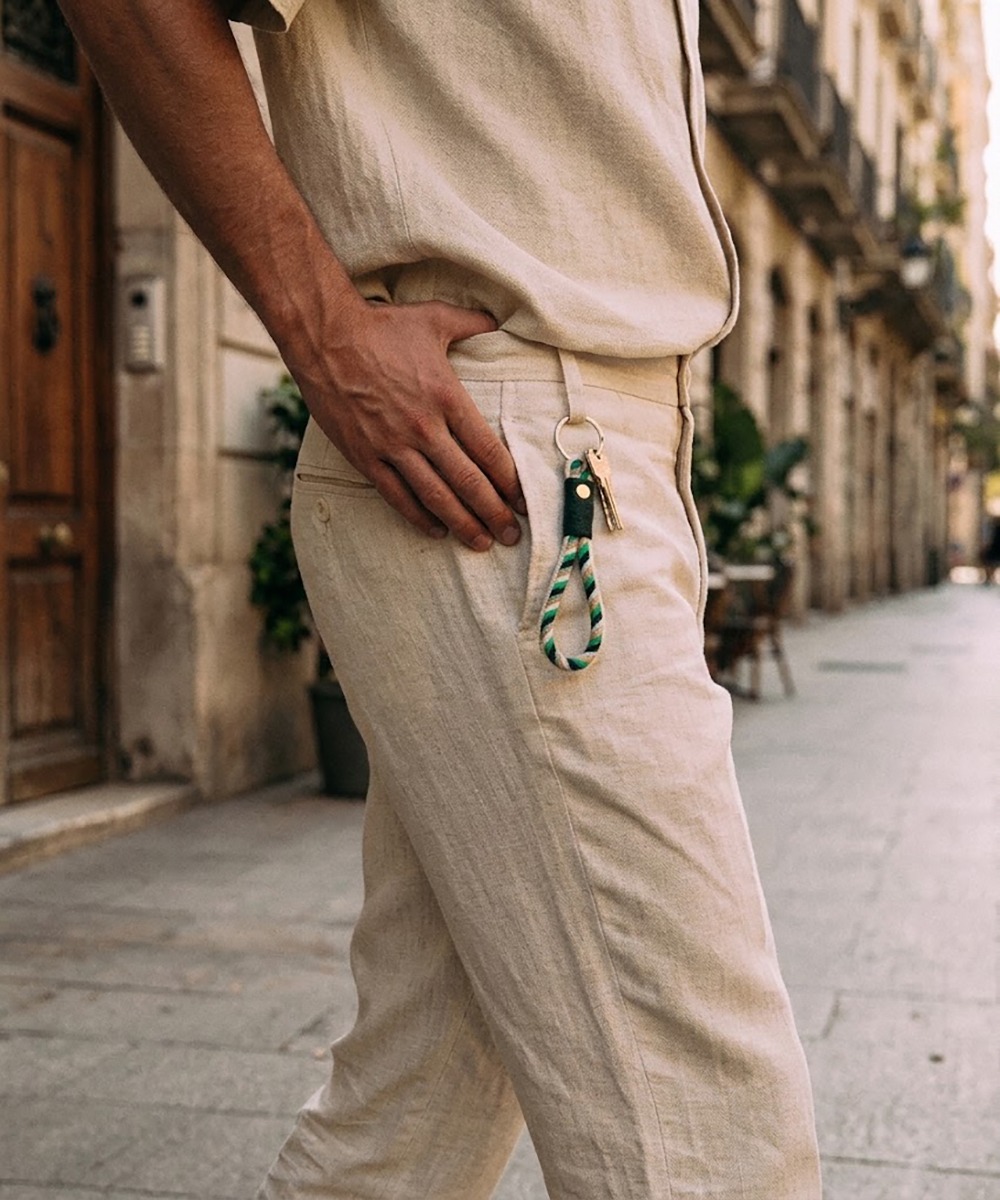 Llavero SOFIA - BEIGE Y VERDE