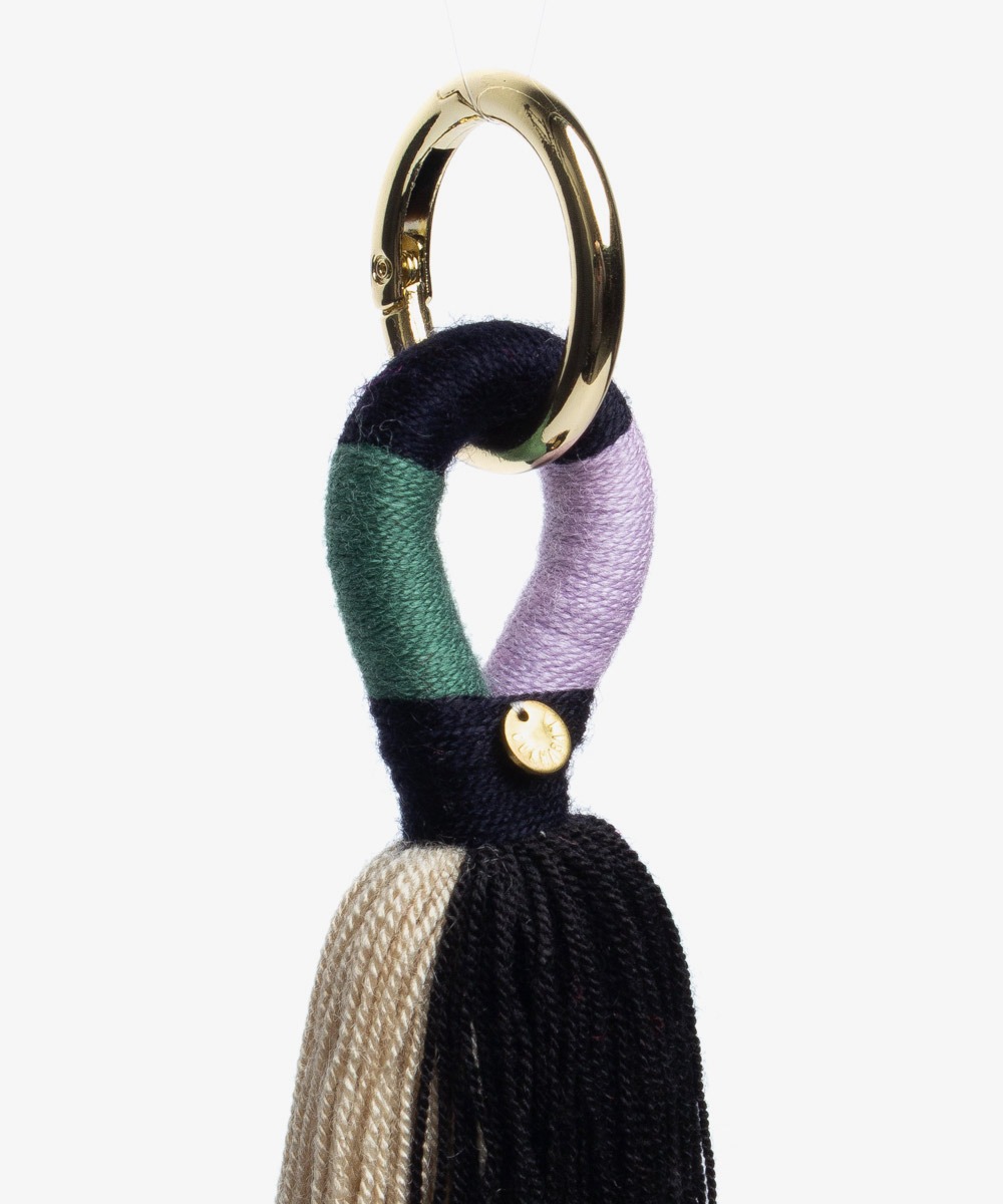 KEYRING POMPOM - NAVY & JADE