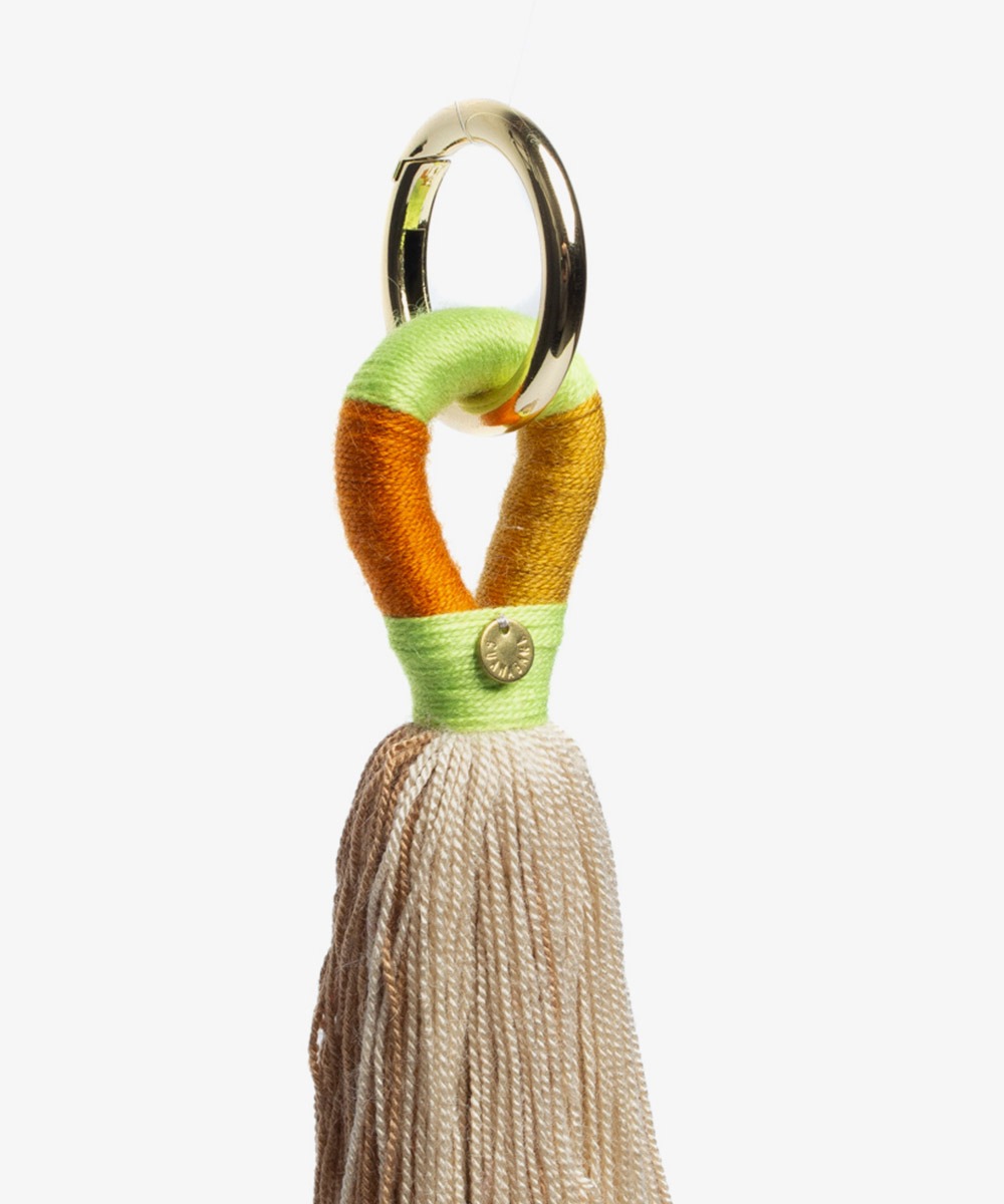 KEYRING POMPOM - BEIGE & LIME