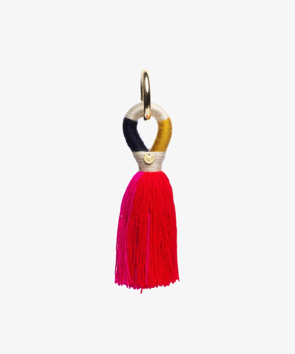 KEYRING POMPOM - FUCHSIA & RED