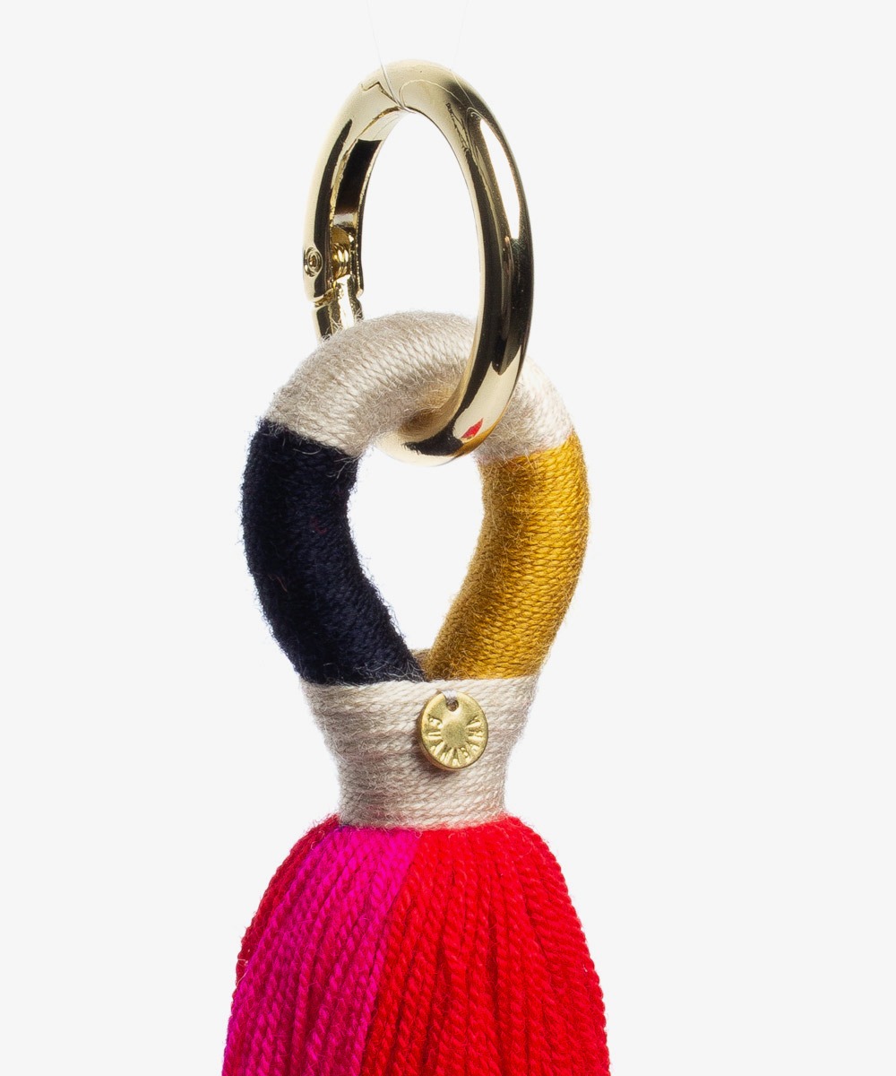 KEYRING POMPOM - FUCHSIA & RED