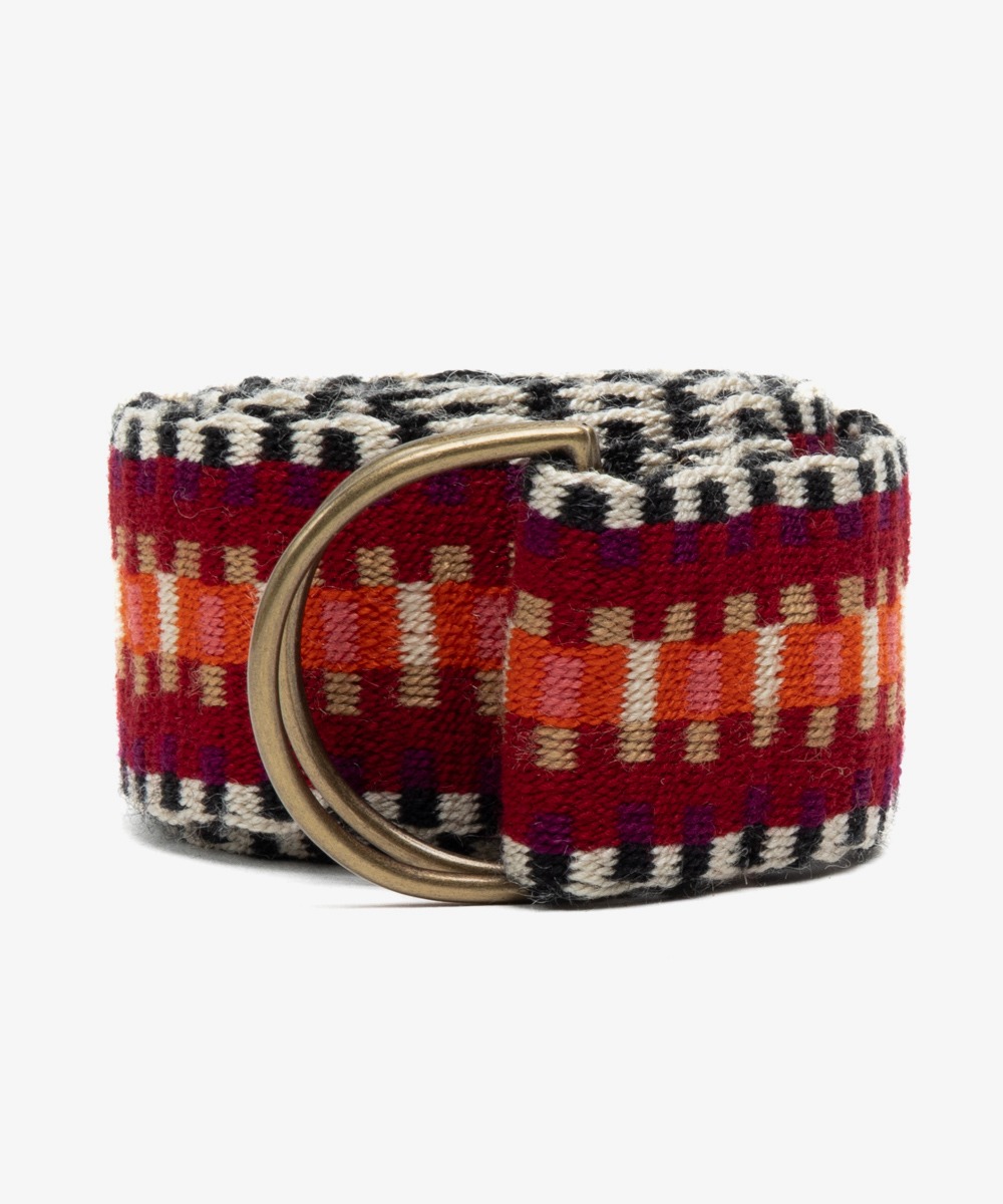 Buckle belt - BURGUNDY AND CORAL