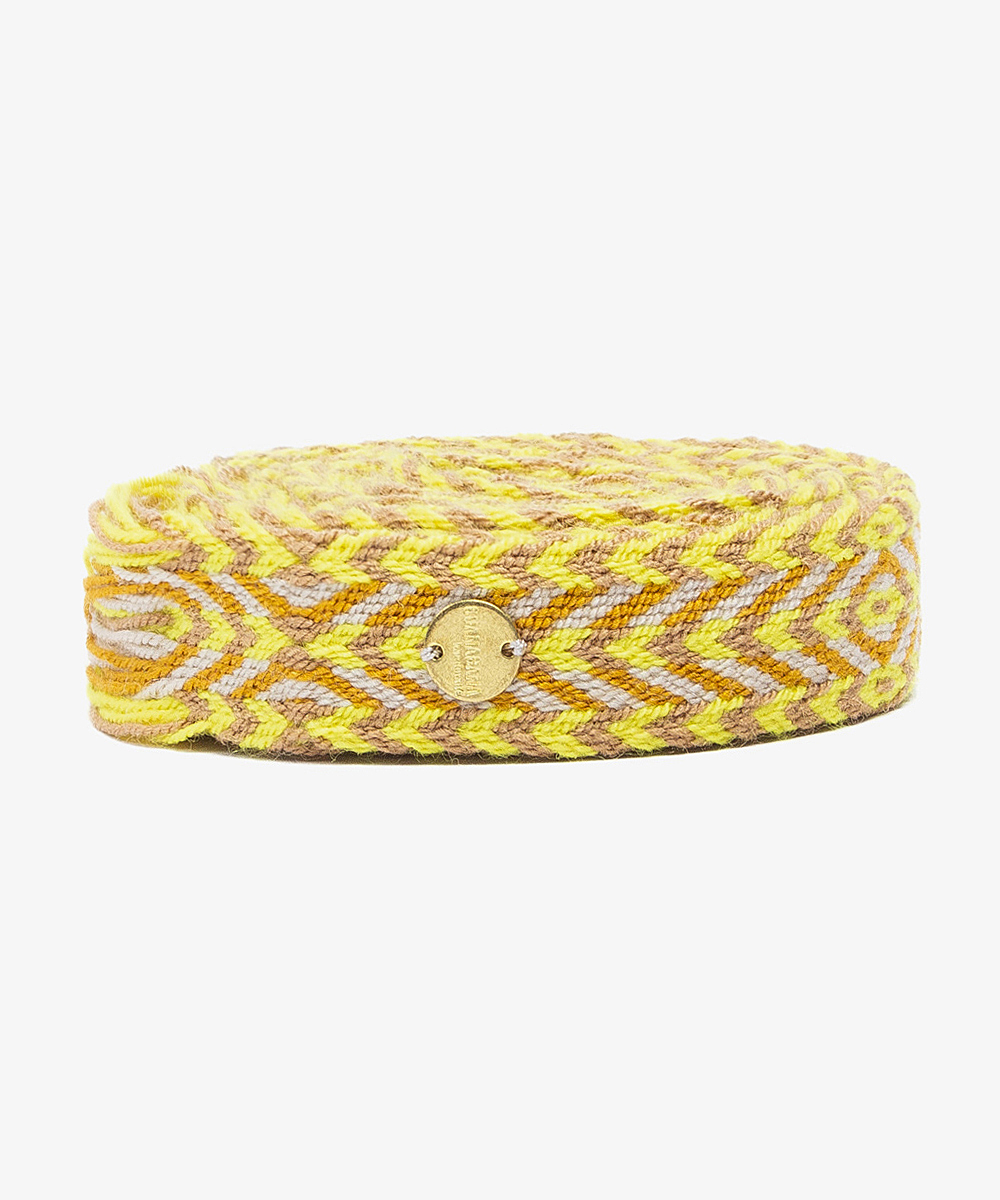 Thin belt with fringes - YELLOW AND TOAST