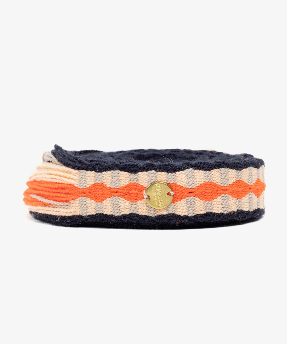Thin belt with fringes - NAVY & ORANGE