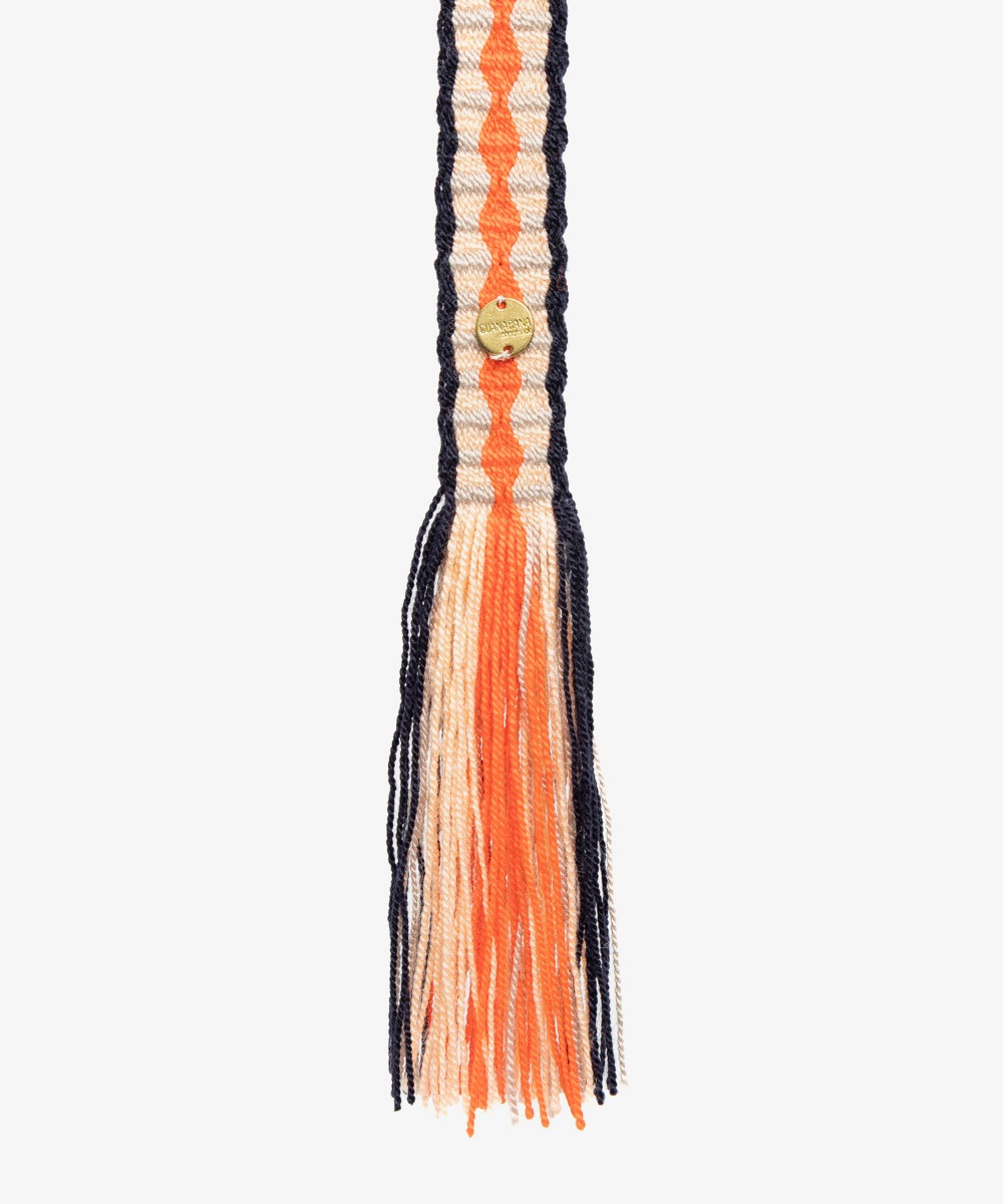 Thin belt with fringes - NAVY & ORANGE