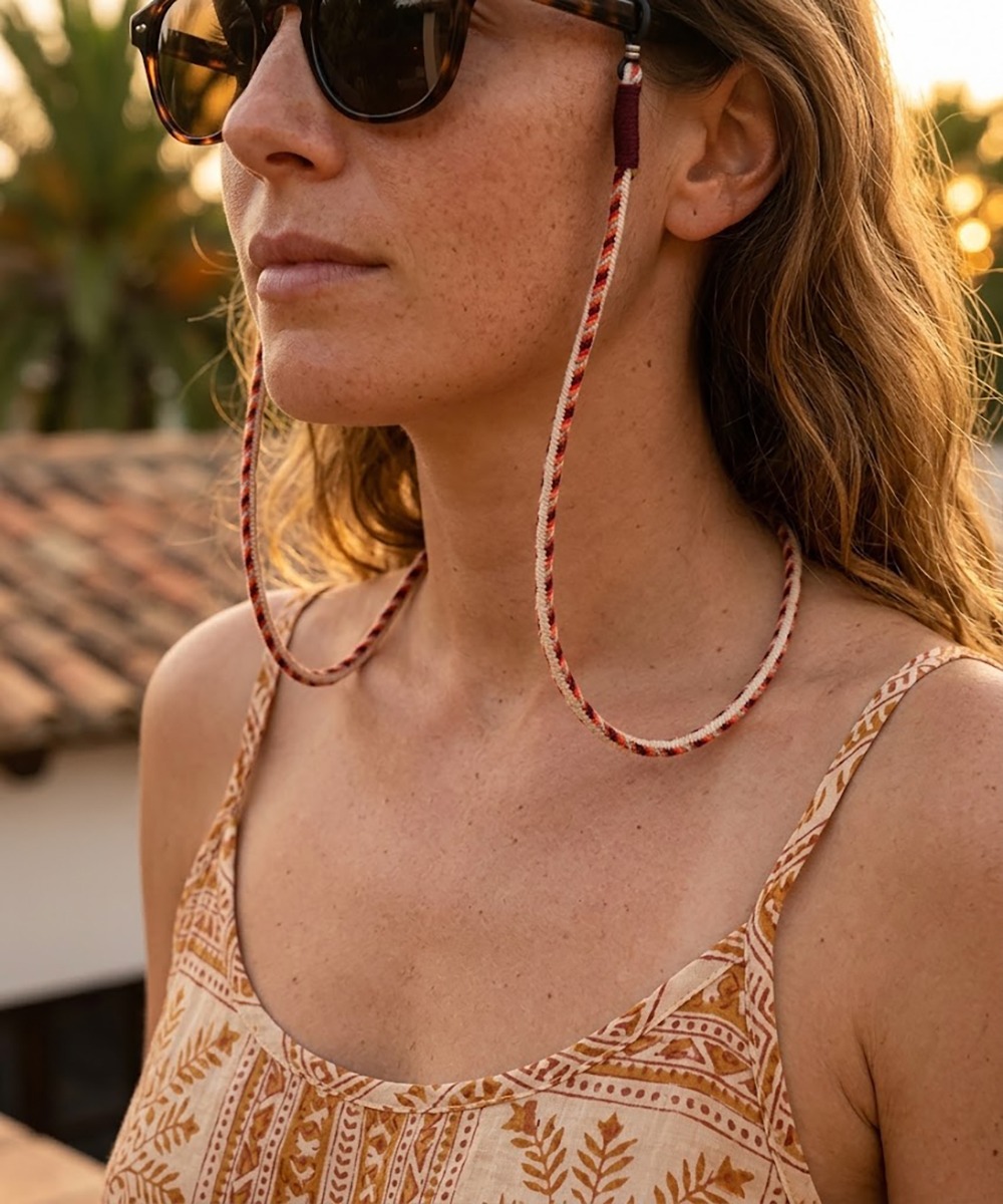Eyewear cord - BEIGE & RED