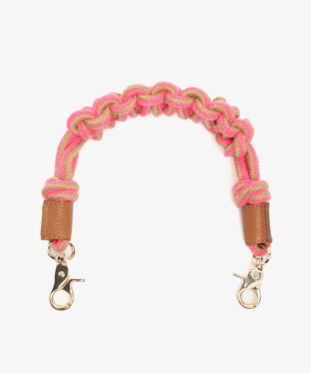 Asa de bolso de cordón - MACRAME - ROSA FLÚOR & TOSTADO