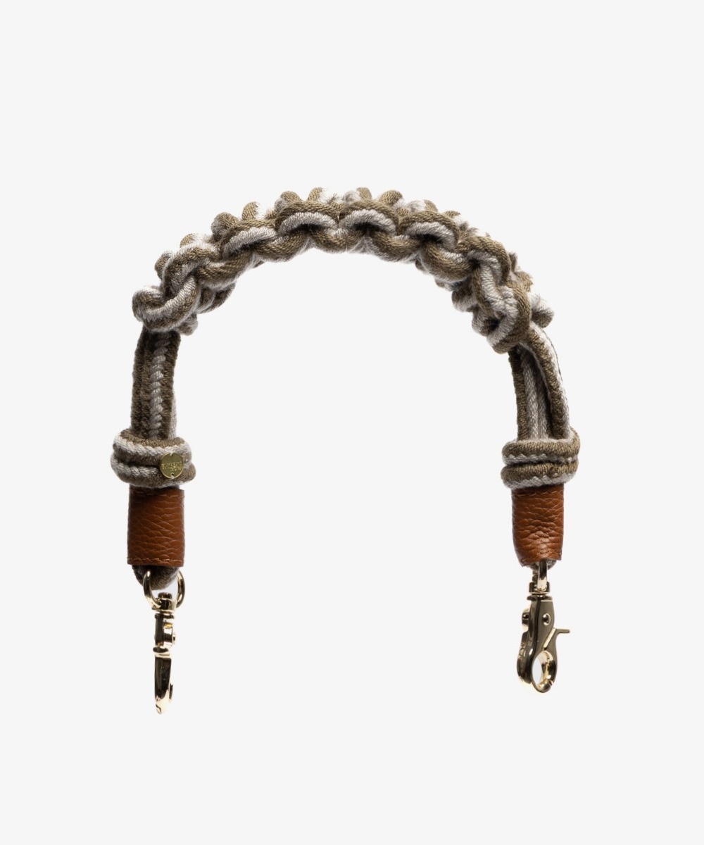 Cord shoulder strap MACRAME - KAKHI & BEIGE