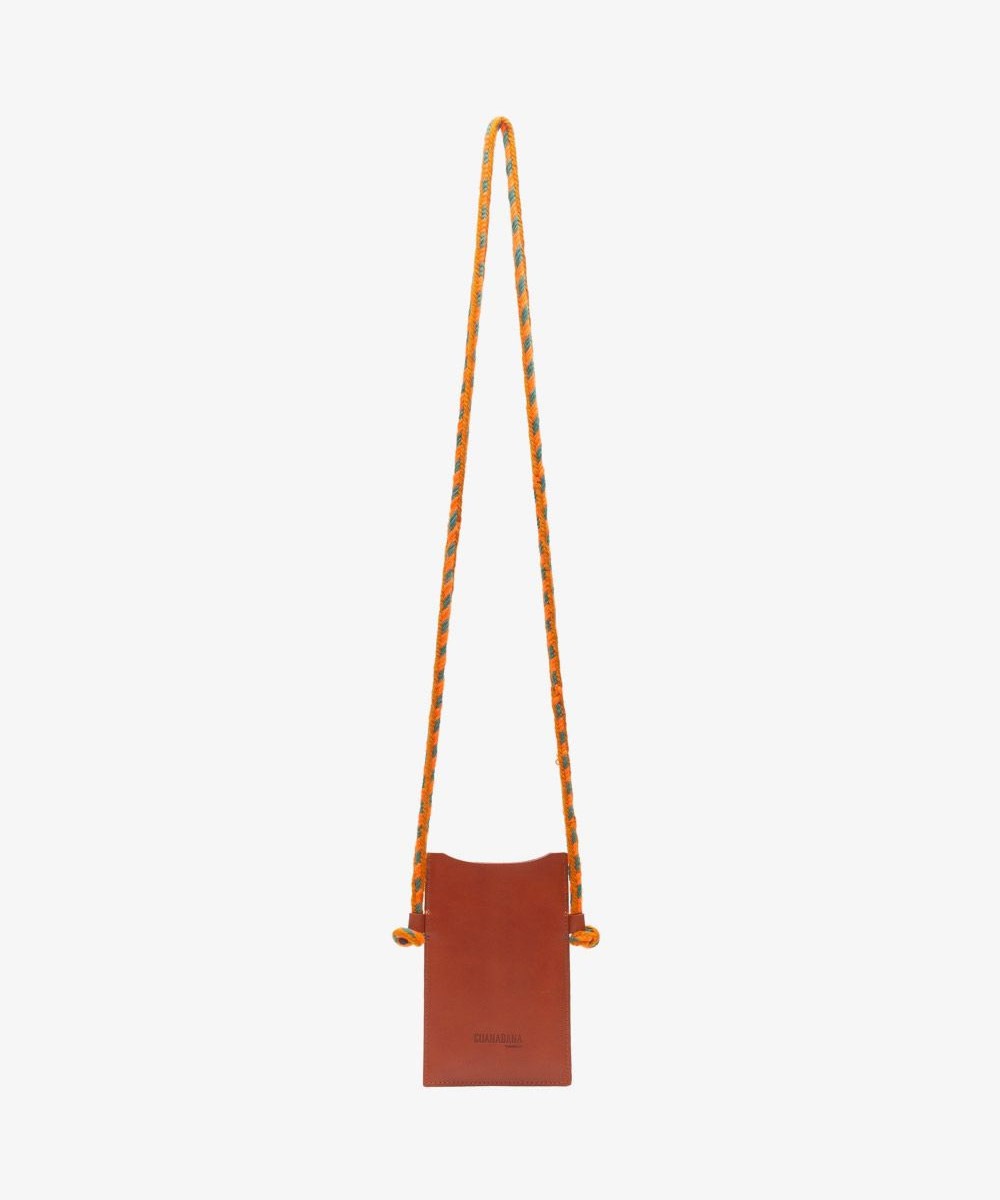 LEATHER PHONE POUCH - BROWN