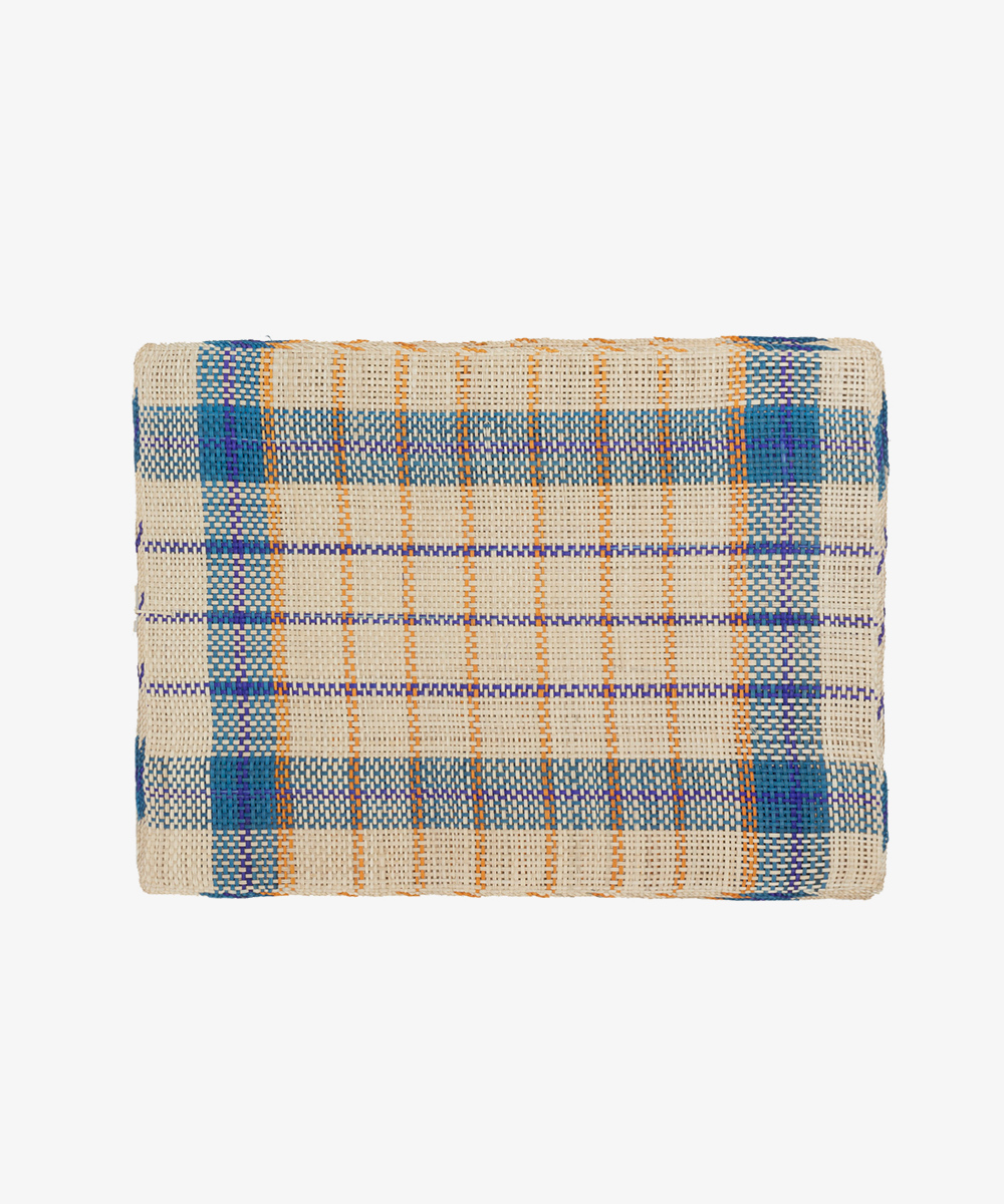 Straw placemat - SET OF 6 - BLUE, YELLOW & BEIGE