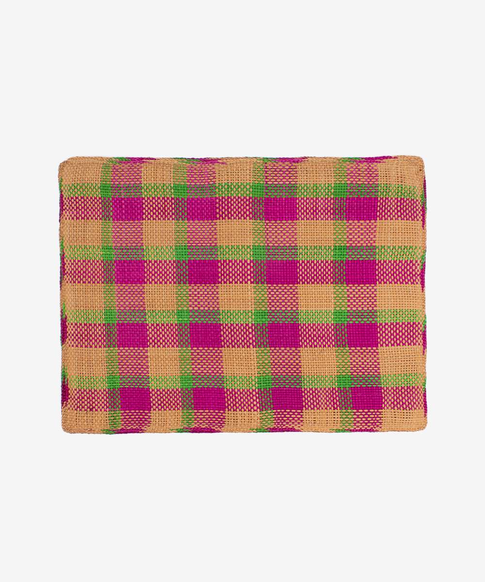 INDIVIDUAL RECTANGULAR IRACA- SET 6 - VERDE Y FUCSIA 