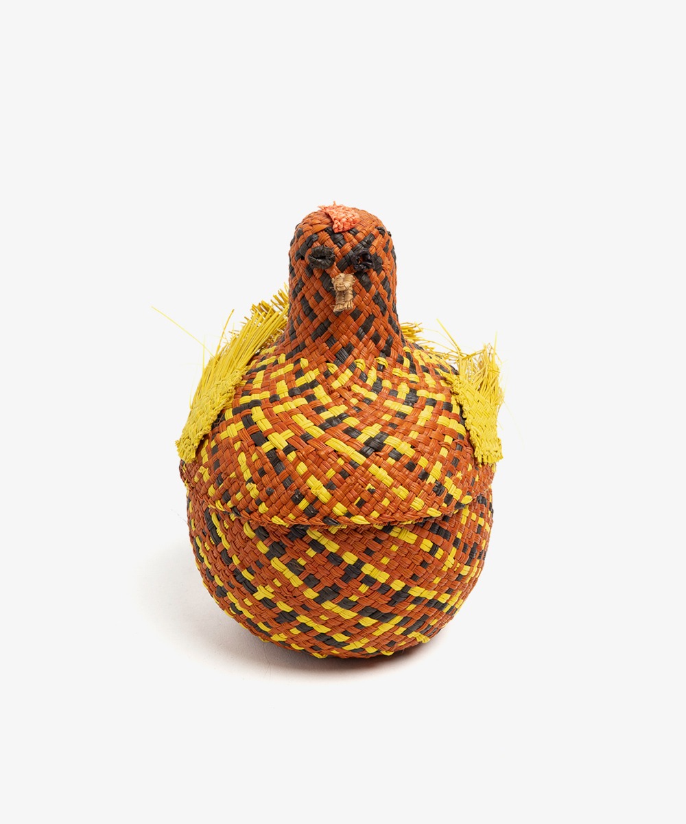 CHICKEN SHAPE EGG HOLDER IRACA BASKET - BROWN & YELLOW