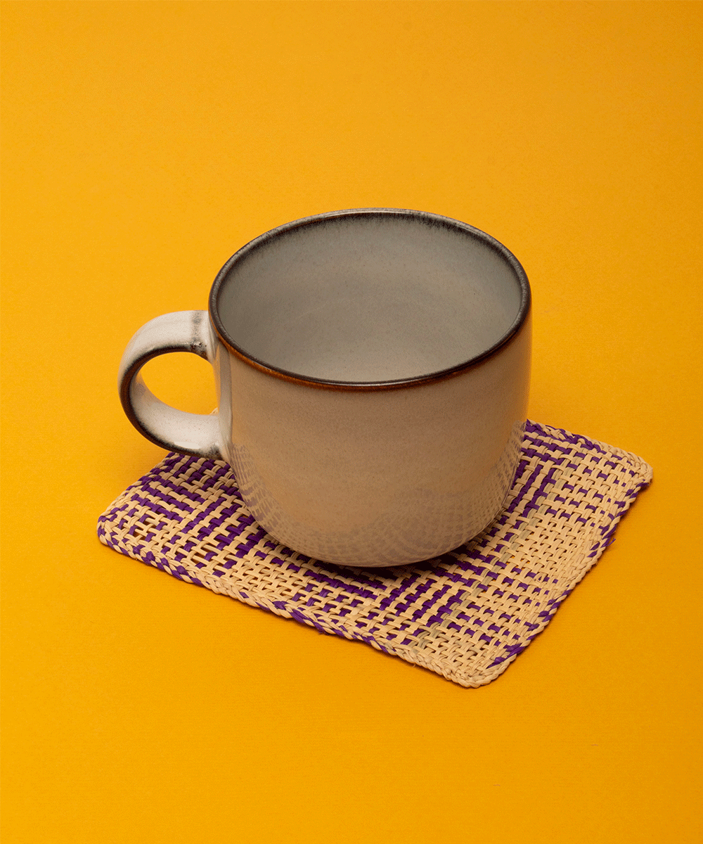 Iraca Squared Coaster- set of 6- purple