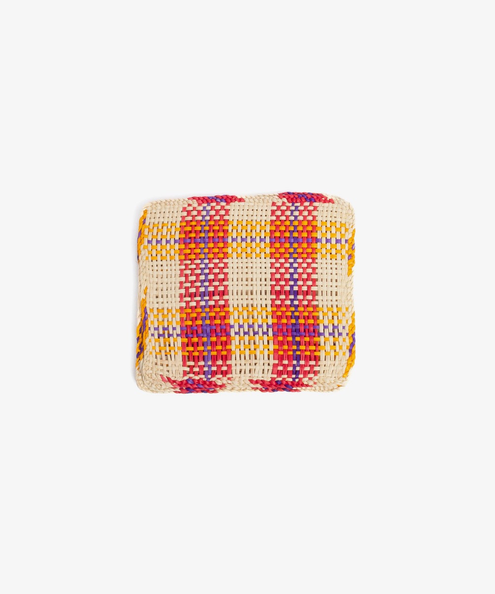 Iraca Squared Coaster- SET OF 6 -mustard, purple & red