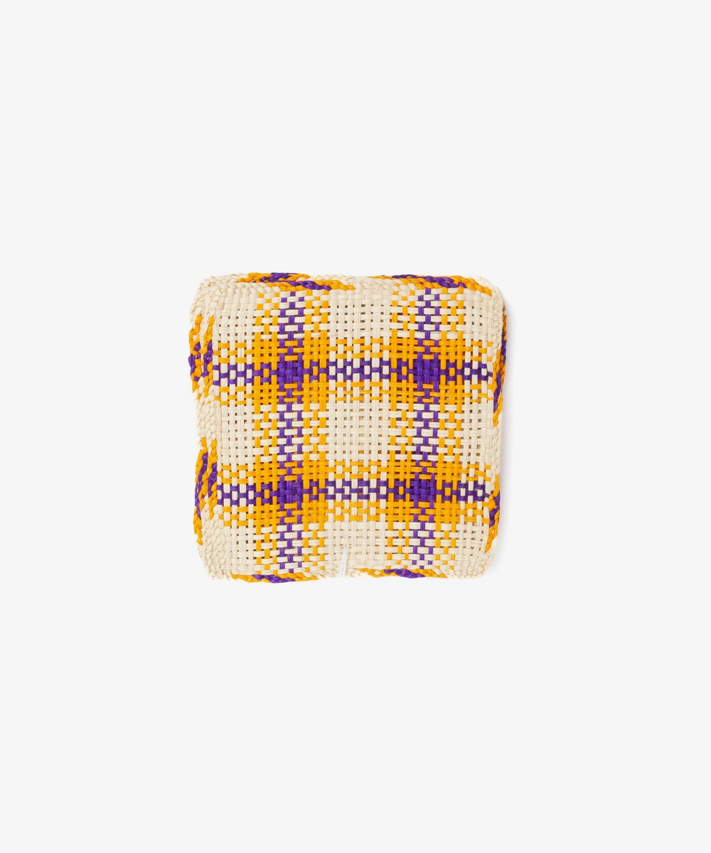 Iraca Squared Coaster- SET OF 6- mustard & purple