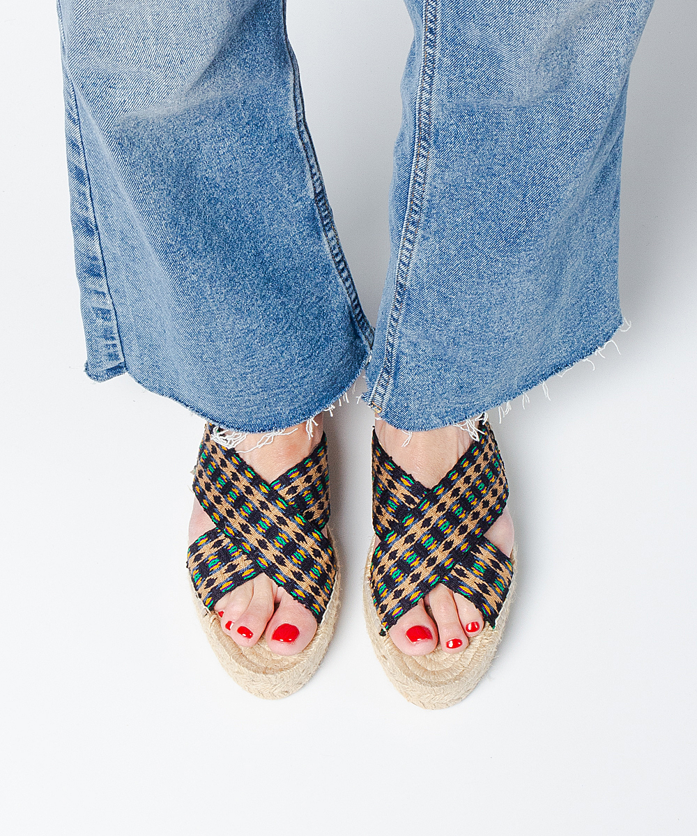ESPADRILLE WITH CROSSED BAND - BAKERSFIELD - BLUE & GREEN
