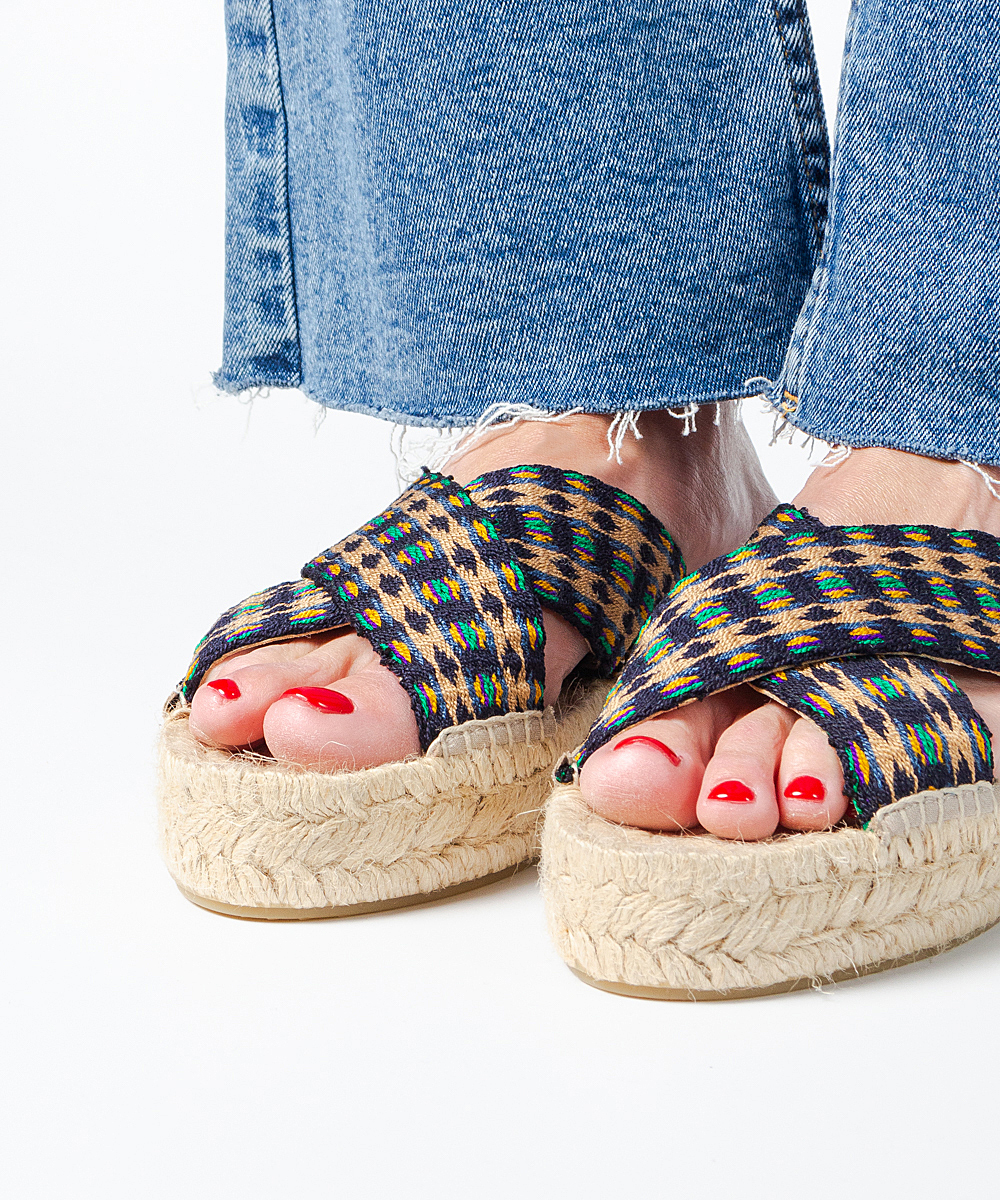 ESPADRILLE WITH CROSSED BAND - BAKERSFIELD - BLUE & GREEN