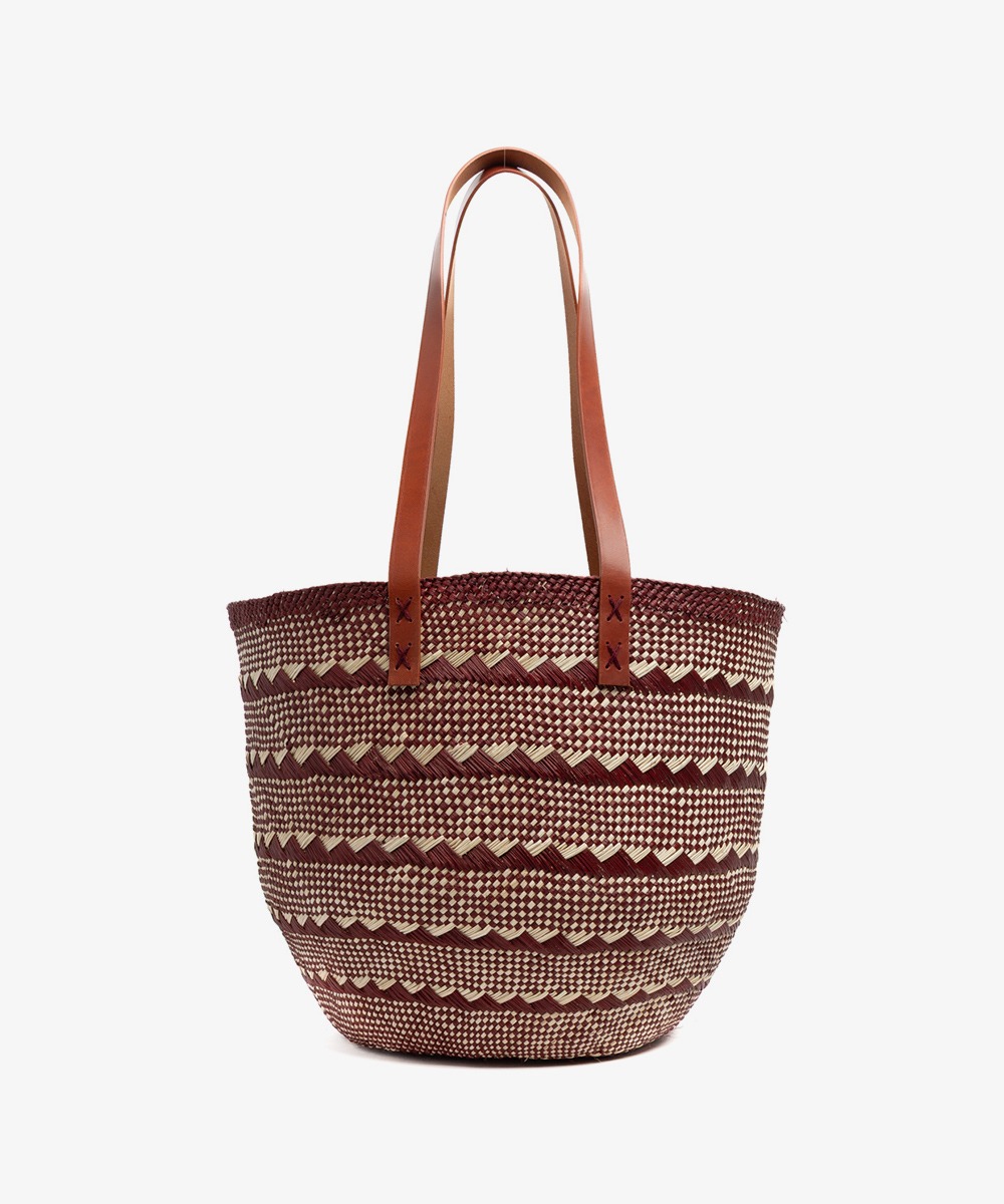 CANASTO BAG M - BURGUNDY & NATURAL