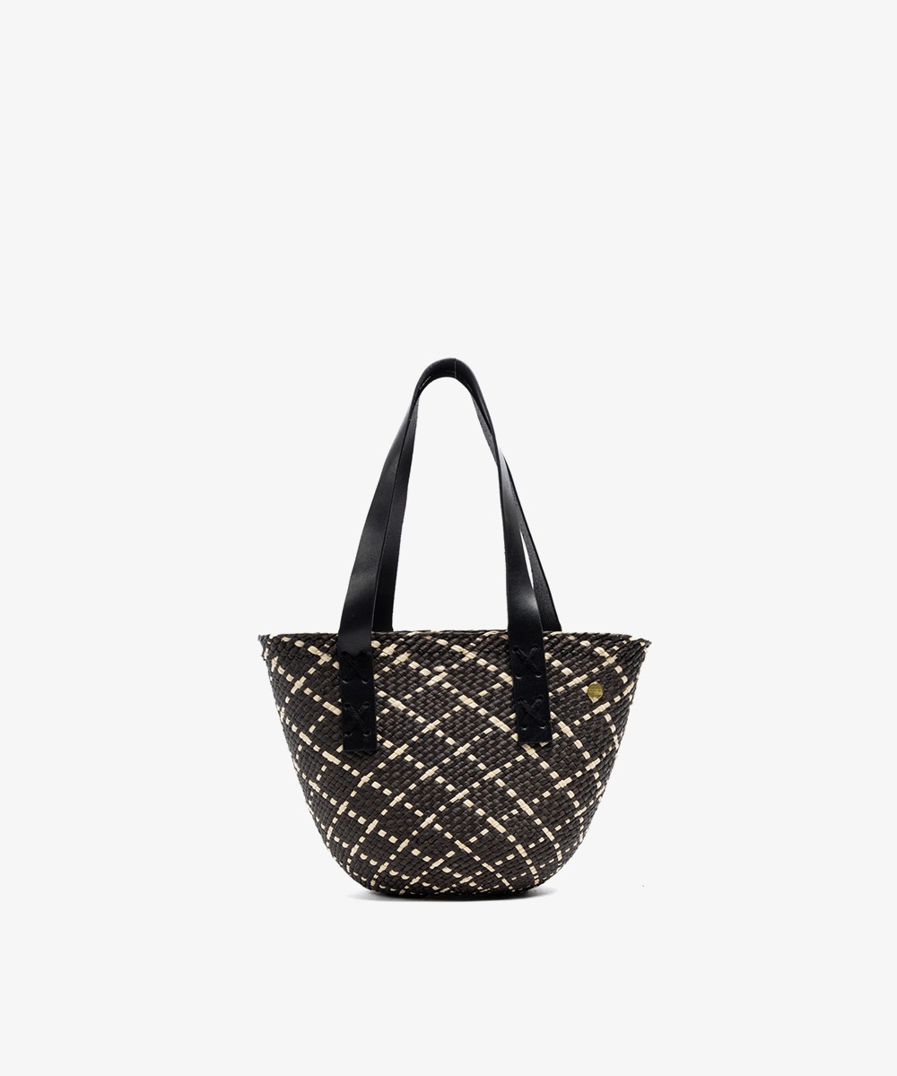 XXS Canasto Bag with leather straps- BLACK & WHITE