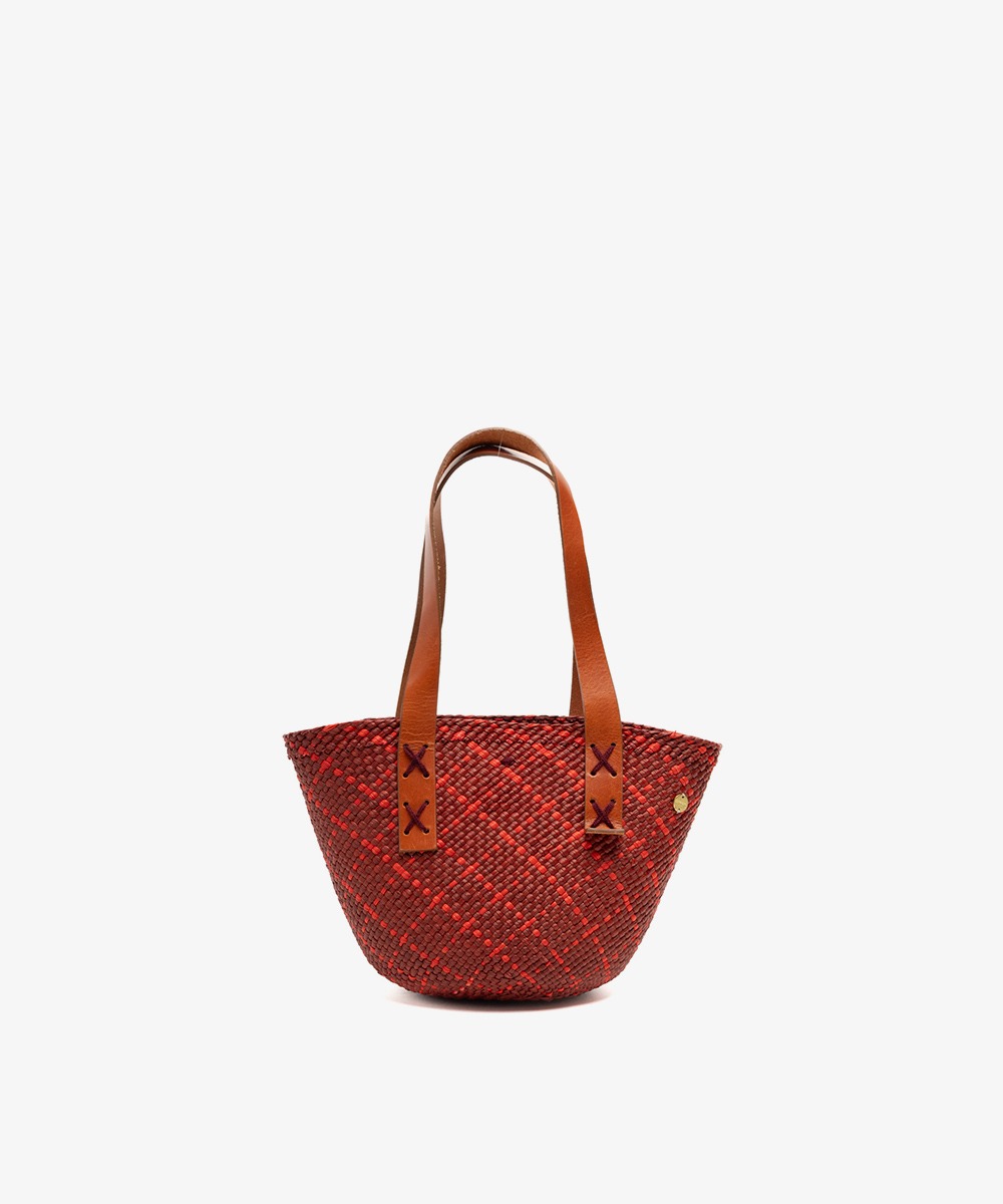 XXS Canasto Bag with leather straps - BURGUNDY & RED