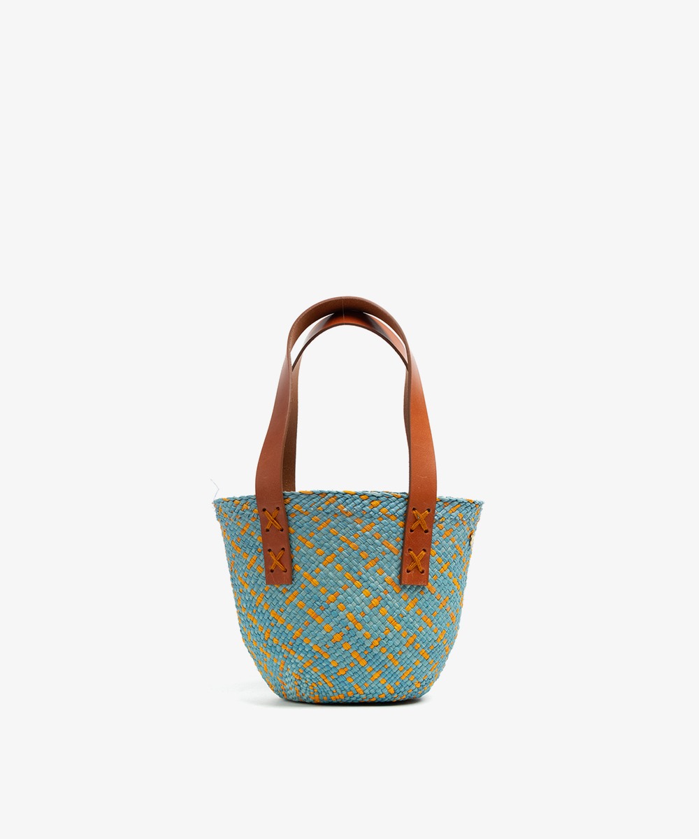 XXS Canasto Bag with leather straps - BLUE & MUSTARD