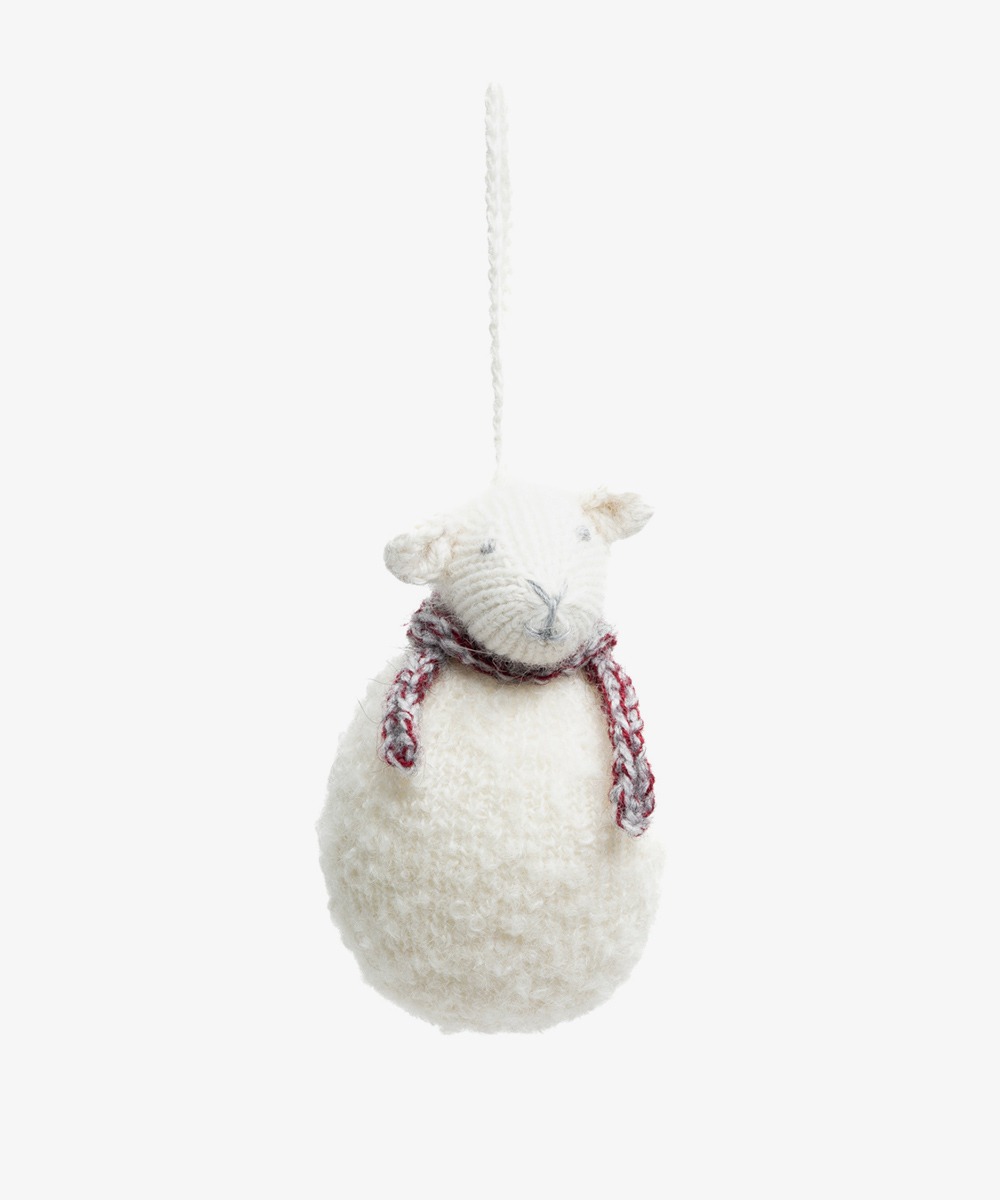 CHRISTMAS ORNAMENT - WHITE SHEEP WITH SCARF