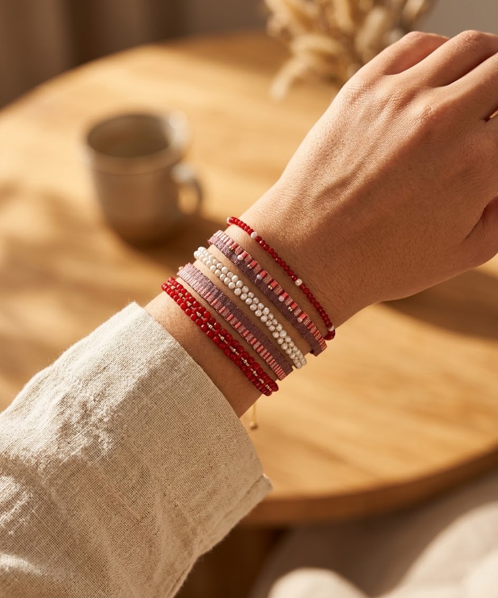 SET BRACELETS - RED AND PINK