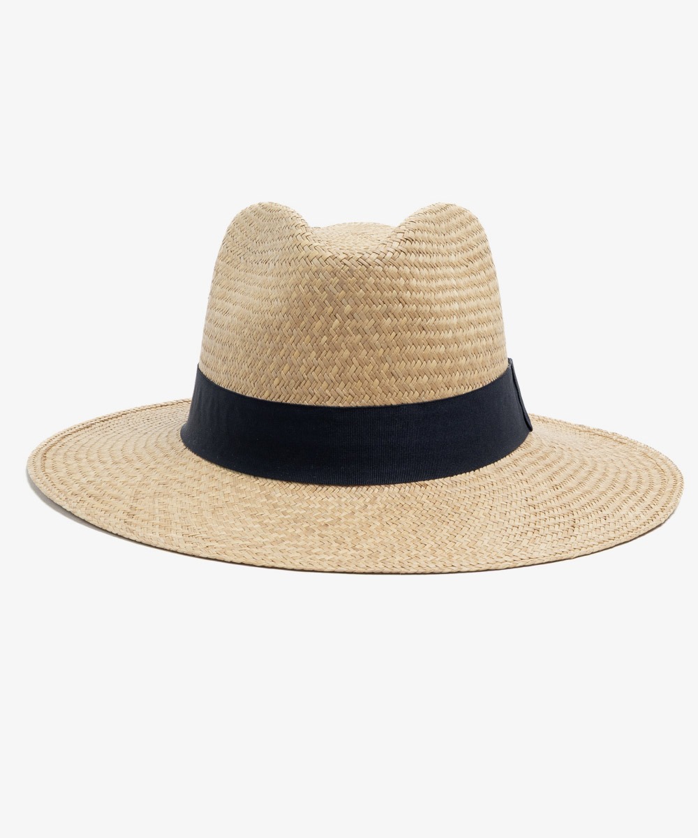 PANAMA HAT WITH BLACK RIBBON - TOAST