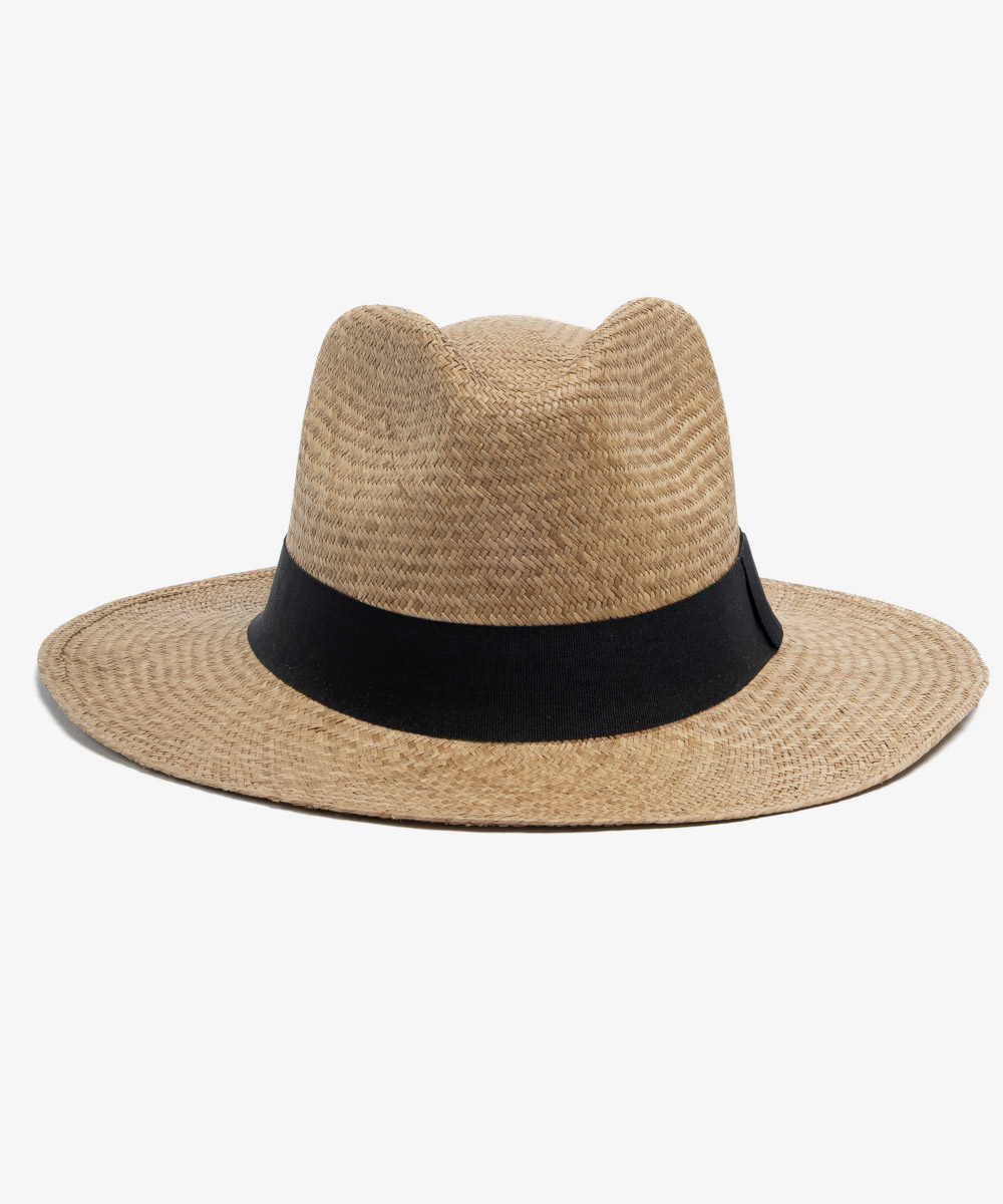 PANAMA HAT WITH BLACK RIBBON - CAMEL