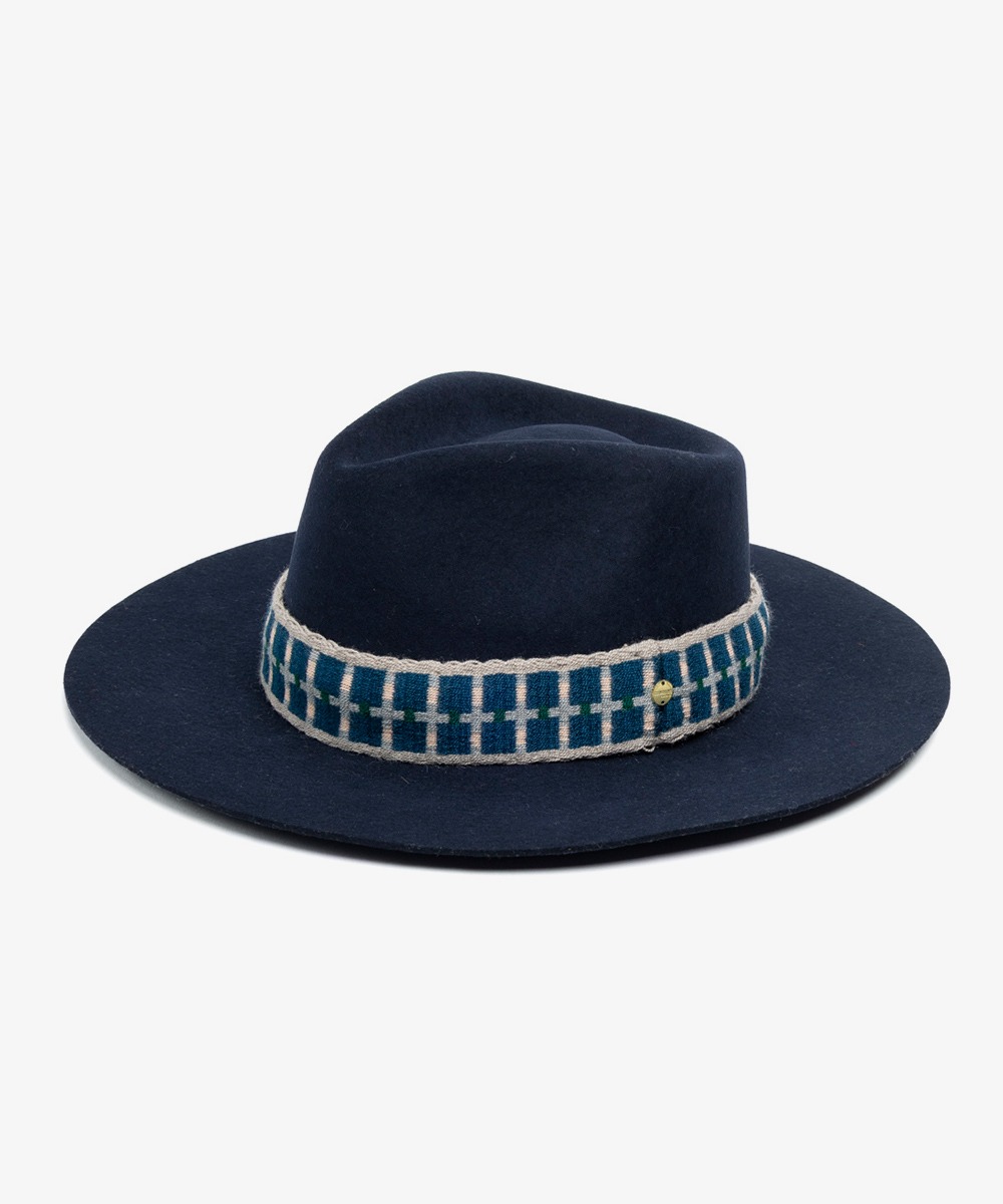 WOOL HAT WITH RIBBON - NAVY BLUE