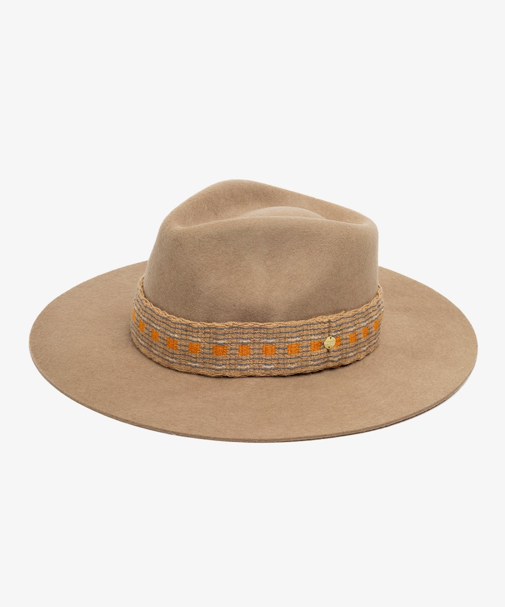 WOOL HAT WITH RIBBON - CAMEL