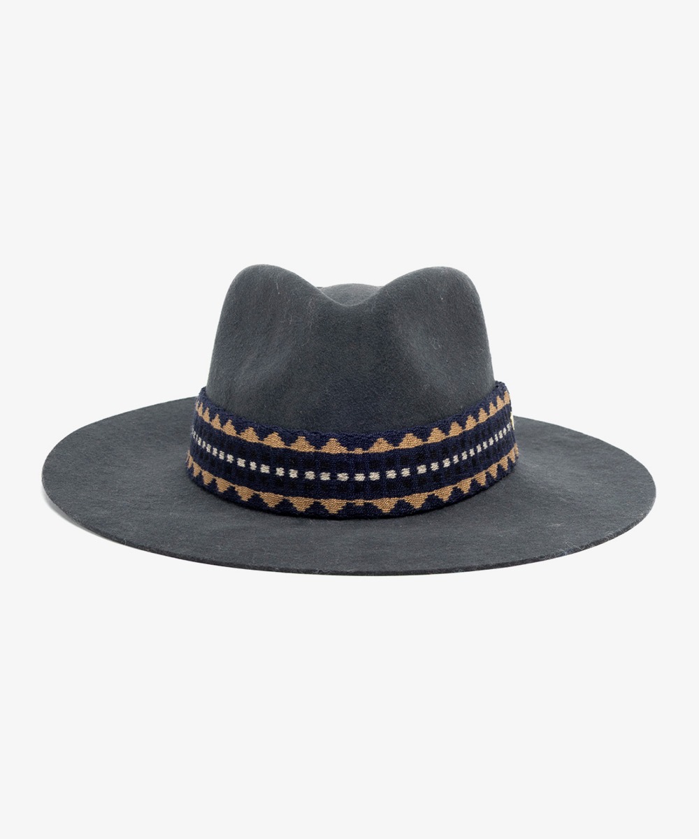 WOOL HAT WITH RIBBON - DARK GREY